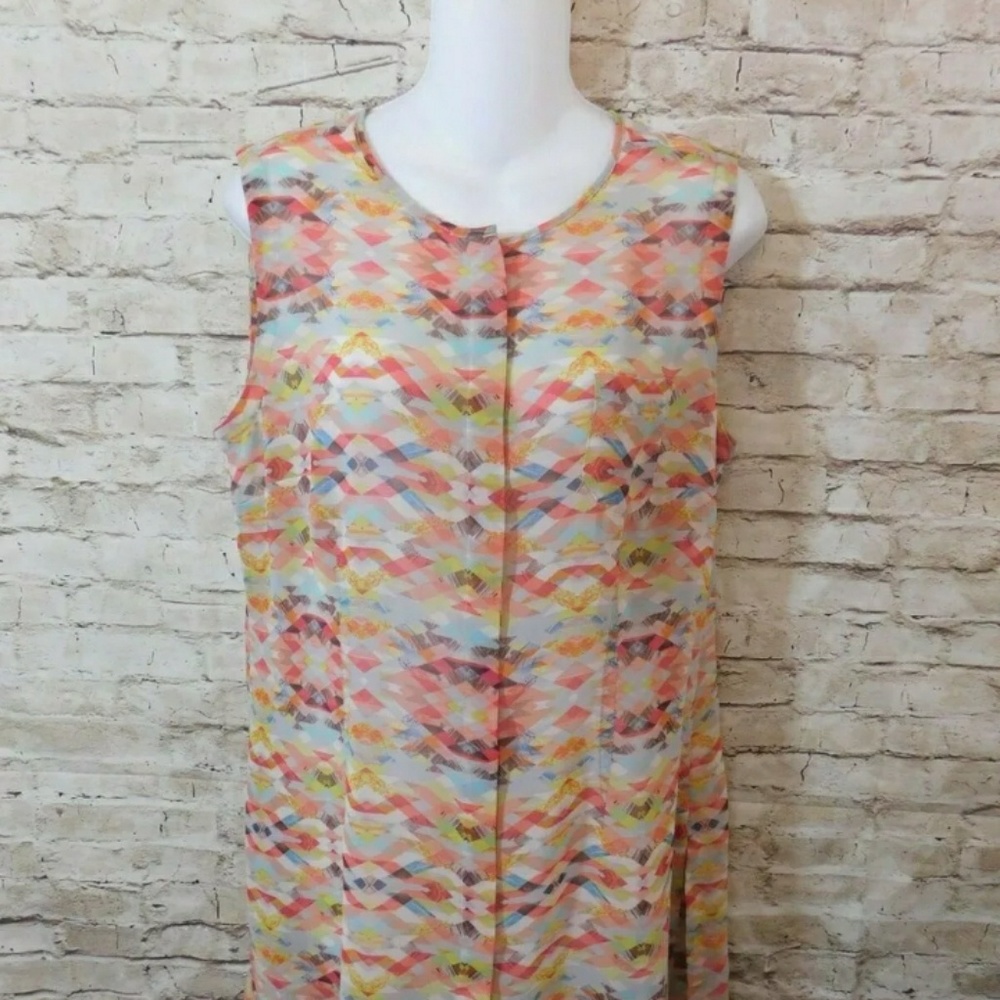 CAbi Multicolor Blouse Size M Button Down Front